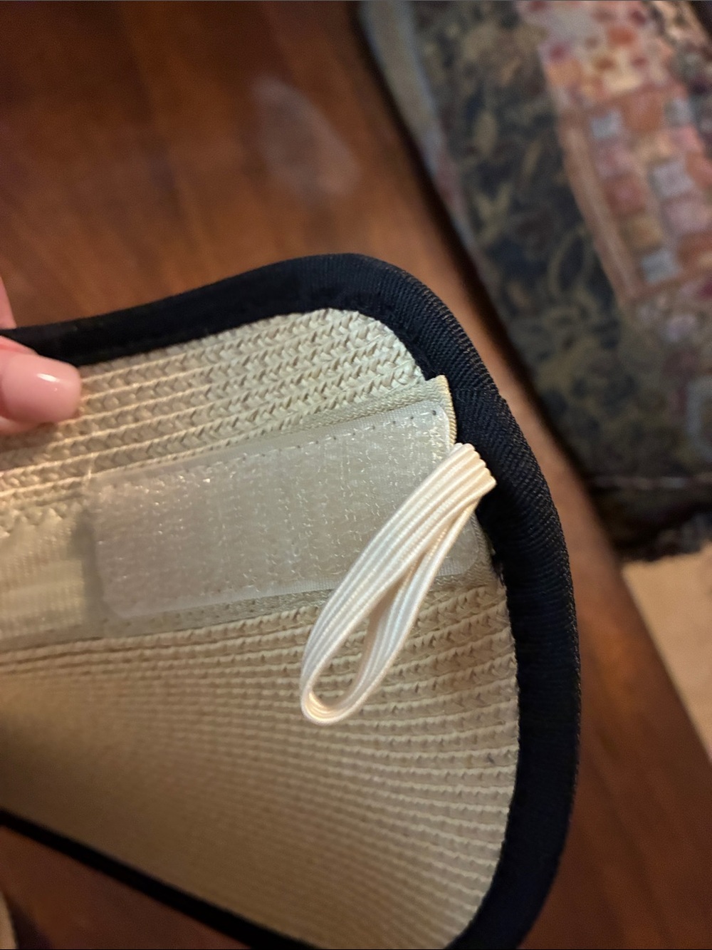 Beige Straw Sun Visor with Black Trim - Picture 4 of 4
